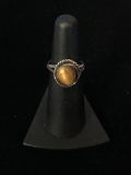Old Pawn Native American Sterling Silver & Tiger's Eye Ring - Size 5
