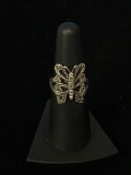 Marcasite & Sterling Silver Butterfly Ring - Size 6.25