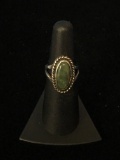 Old Pawn Native American Sterling Silver & Green Turquoise Ring - Size 5.75