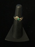 Old Pawn Native American Sterling Silver & Green Onyx Leaf Ring - Size 4.5