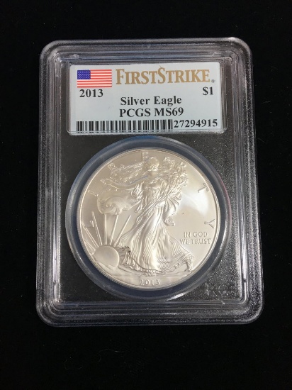 First Strike 2013 United States 1 Ounce .999 Fine Silver American Eagle PCGS MS69
