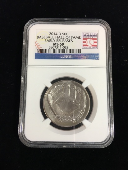 NGC 2014 Baseball HOF Early Releases Half Dollar Curved Coin MS69 Rare