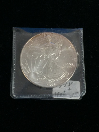 1998 United States American Silver Eagle 1 Ounce .999 Fine Silver Bullion Coin