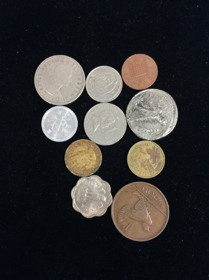 10 Count Lot of Vintage Foreign Coins