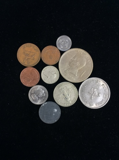 10 Count Lot of Vintage Foreign Coins