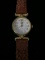 Chic Gold and White Tone Women's Watch With Brown Woven Leather Band