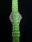 Geneva Neon Green and Silver Tone Watch with Flexible Rubber Band