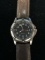 Pewter and Black Tone Men's Watch with Brown Leather Band