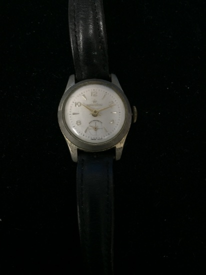 Hanson Gold and White Tone Women's Watch With Black Leather Band