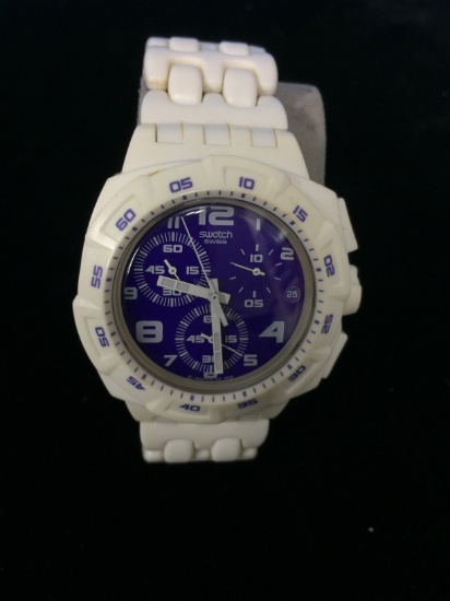 White Swiss Swatch Watch 4 Jewels - Water Resistant