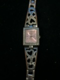 Women's Curfew Silver and Pink Tone Watch with Wings on Band (Hearts)