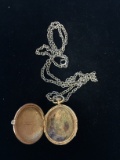 Florenza Gold Tone Pocket Watch Case and Chain Necklace