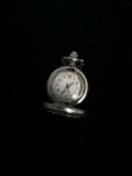 Small Women's Silver Tone with White Face Pocket Watch