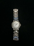 Women's Silver Tone Geneva Watch with White Face and Silver Tone Band