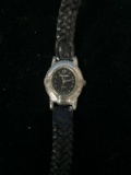 Wrangler Silver & Black Tone Women's Watched with Native Style Design & Black Woven Band
