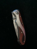 Wood and Silver Tone Folding Pocket Knife