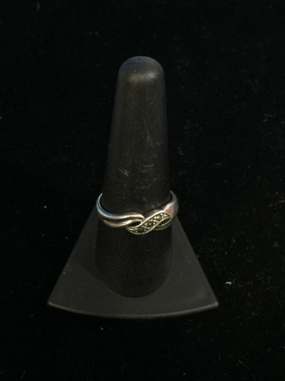Designer NF Sterling Silver & Marcasite Ring - Size 9