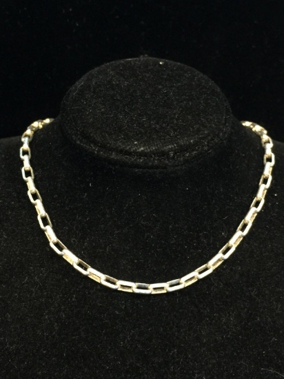 Textured Sterling Silver Wide Loop Chain Link 18" Necklace