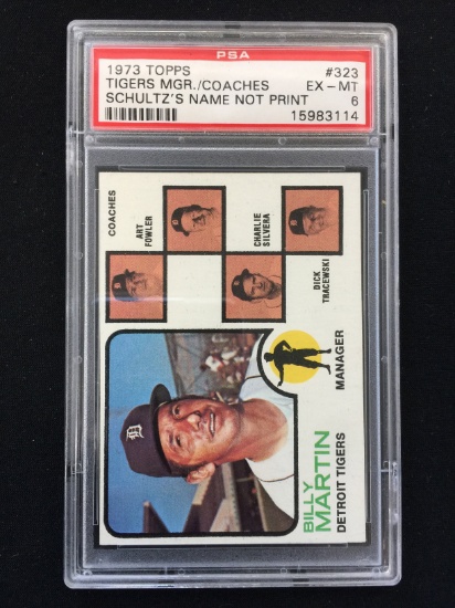 PSA Graded 1973 Topps Billy Martin Tigers Baseball Card