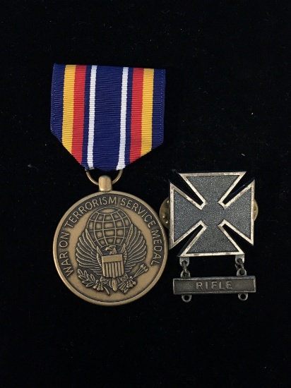 Army Medals - War on Terrorism Service Medal & Iron Cross w/ Rifle Badge