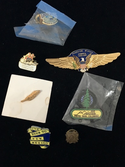 7 Count Lot Vintage Lapel Pins - Airplanes, Motorcycles & More!