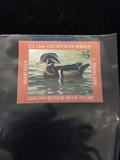 2009-2010 US Fish and Wildlife Service Unused $5 Wood Duck Stamp