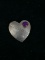 Vintage Carved Sterling Silver & Purple Stone Heart Brooch Pin