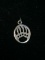 Carved Sterling Silver Bear Paw Pendant