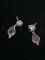 Vintage Sterling Silver & Cabachon Amethyst Dangle Earrings