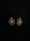 Old Pawn Native American Sterling Silver & Red Coral Post Earrings