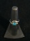Vintage Diamond & Fire Opal Sterling Silver Ring - Size 6.25