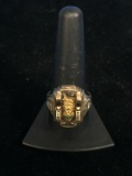 1956 Excelsior HS Sterling Silver & 10K Yellow Gold Large Ring - Size 10.5