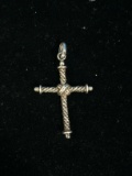 Twisted Sterling Silver Rope Cross Pendant