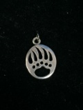 Carved Sterling Silver Bear Paw Pendant