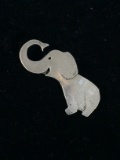 Carved Sterling Silver Elephant Brooch Pin