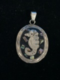 Abalone Inlay Sterling Silver Seahorse 2