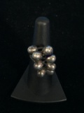 Large Sterling Silver Puffy Bead Statement Ring - Size 6.5