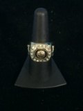 Gold Tone Basketball Championship Crown Ring - Size 8.5