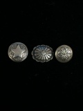 Lot of 3 Sterling Silver Carolyn Pollack Concho Buttons