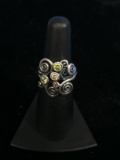 Pandora ALE Peridot & Garnet Sterling Silver Floral Spiral Ring - Size 6
