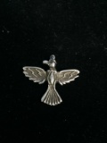 Old Pawn Native American Carved Sterling Silver Thunder Bird Pendant