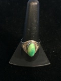 Old Pawn Native American Sterling Silver & Green/Blue Turquoise Ring - Size 10.75