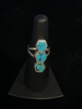 Signed Native American Sterling Silver & Turquoise Ring - Size 6
