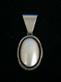 Hallmarked Sterling Silver Concho Style Mother Of Pearl 2.5