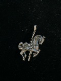H&H GLV Sterling Silver Carousel Horse Pin