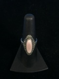 Mother of Pearl & Garnet Sterling Silver Ring - Size 6.75