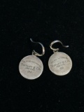 Tiffany & Co. New York 925 Sterling Silver ID Tag Dangle Earrings