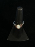 Sterling Silver & 14K GP Ring W/ Diamonds, Fire Opal, & Pink Gemstones - Size 6.5