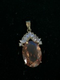 JJT Sterling Silver & Colored Cubic Zirconia Large Pendant