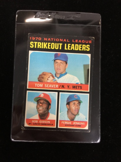 1971 Topps #71 Tom Seaver & Bob Gibson NL Strikeout Leaders Baseball Card